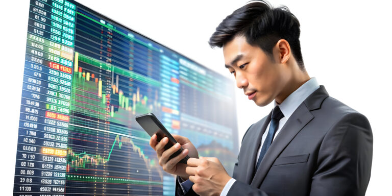 3d-candid-moment-person-using-smartphone-check-stock-market-updates-while-commuting-concep