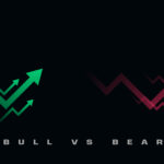 bullish vs bearish stock trade strategy concept background
