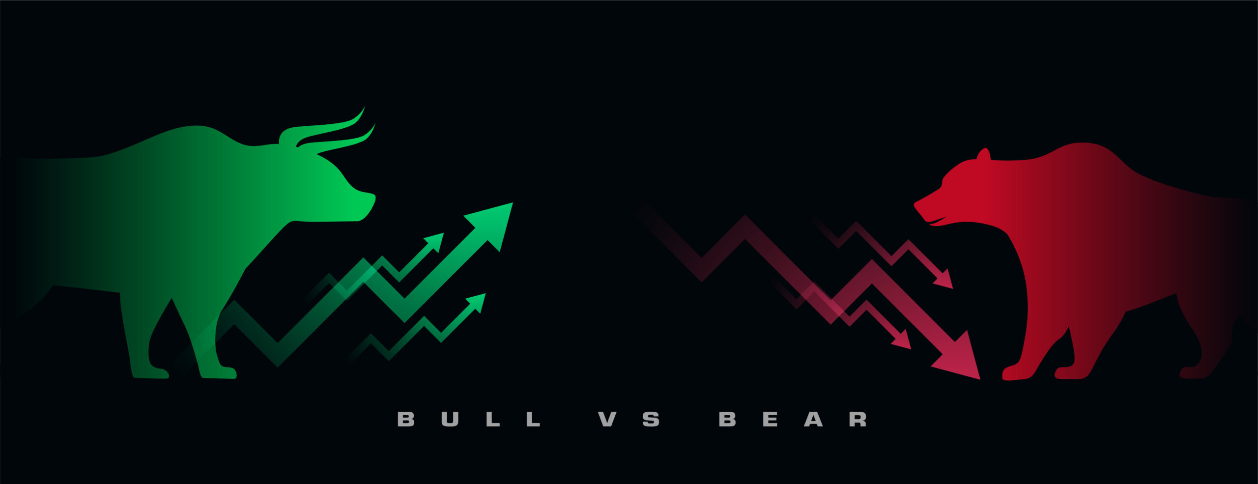 bullish vs bearish stock trade strategy concept background